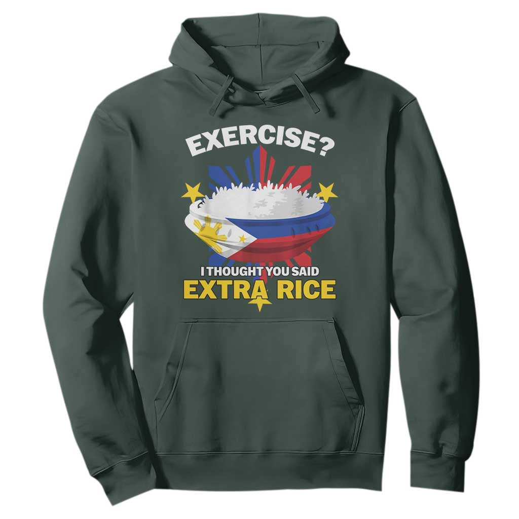 Funny Philippines Hoodie Exercise I Thought You Said Extra Rice TS11 Dark Forest Green Print Your Wear