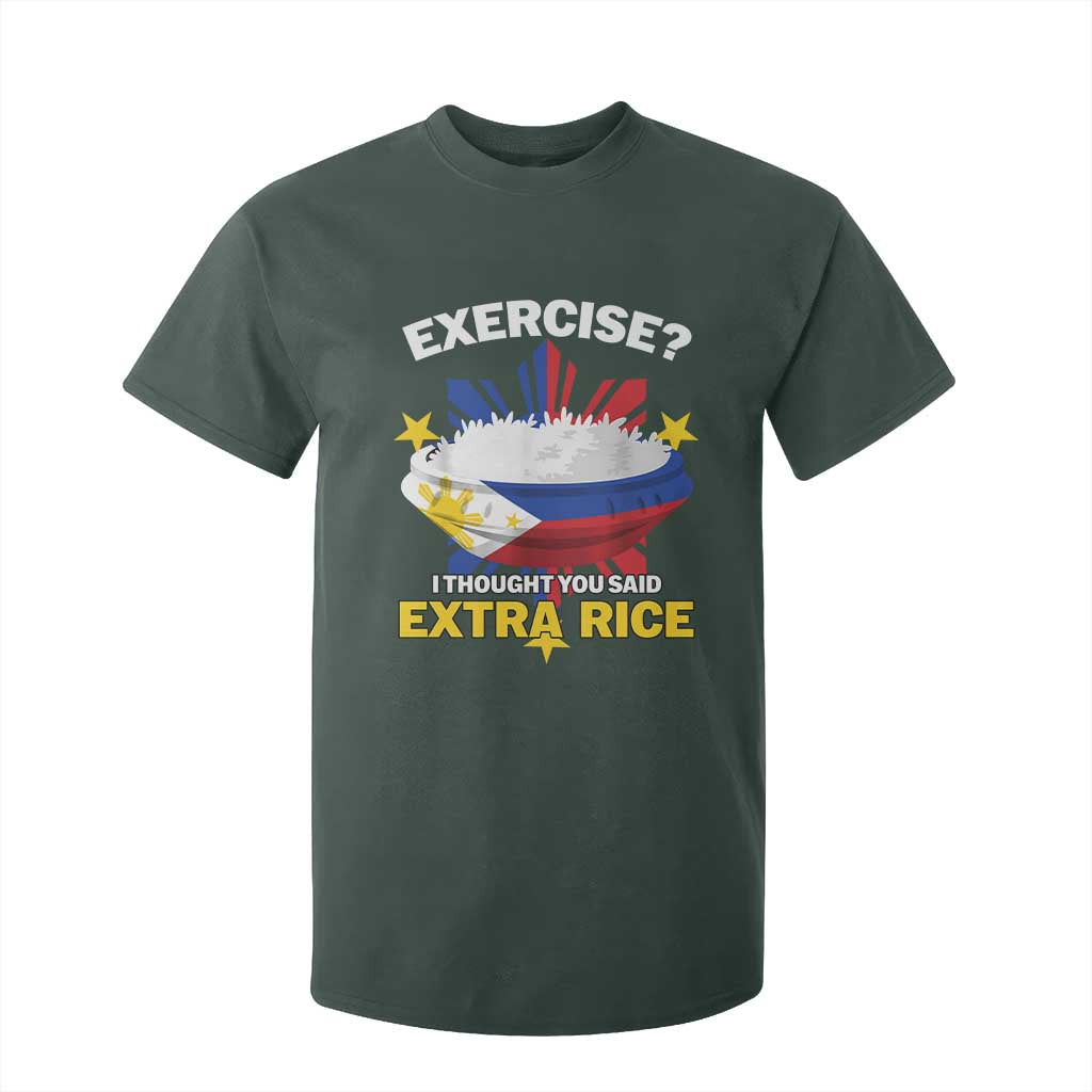Funny Philippines T Shirt For Kid Exercise I Thought You Said Extra Rice TS11 Dark Forest Green Print Your Wear