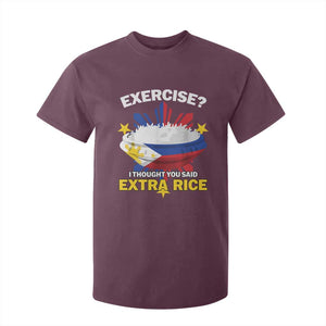 Funny Philippines T Shirt For Kid Exercise I Thought You Said Extra Rice TS11 Maroon Print Your Wear