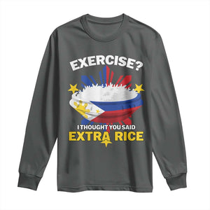 Funny Philippines Long Sleeve Shirt Exercise I Thought You Said Extra Rice TS11 Dark Heather Print Your Wear