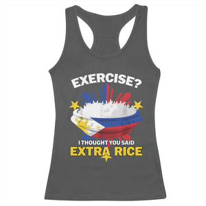 Funny Philippines Racerback Tank Top Exercise I Thought You Said Extra Rice TS11 Dark Heather Print Your Wear