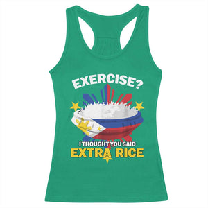 Funny Philippines Racerback Tank Top Exercise I Thought You Said Extra Rice TS11 Irish Green Print Your Wear