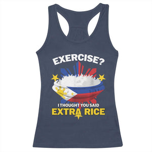 Funny Philippines Racerback Tank Top Exercise I Thought You Said Extra Rice TS11 Navy Print Your Wear