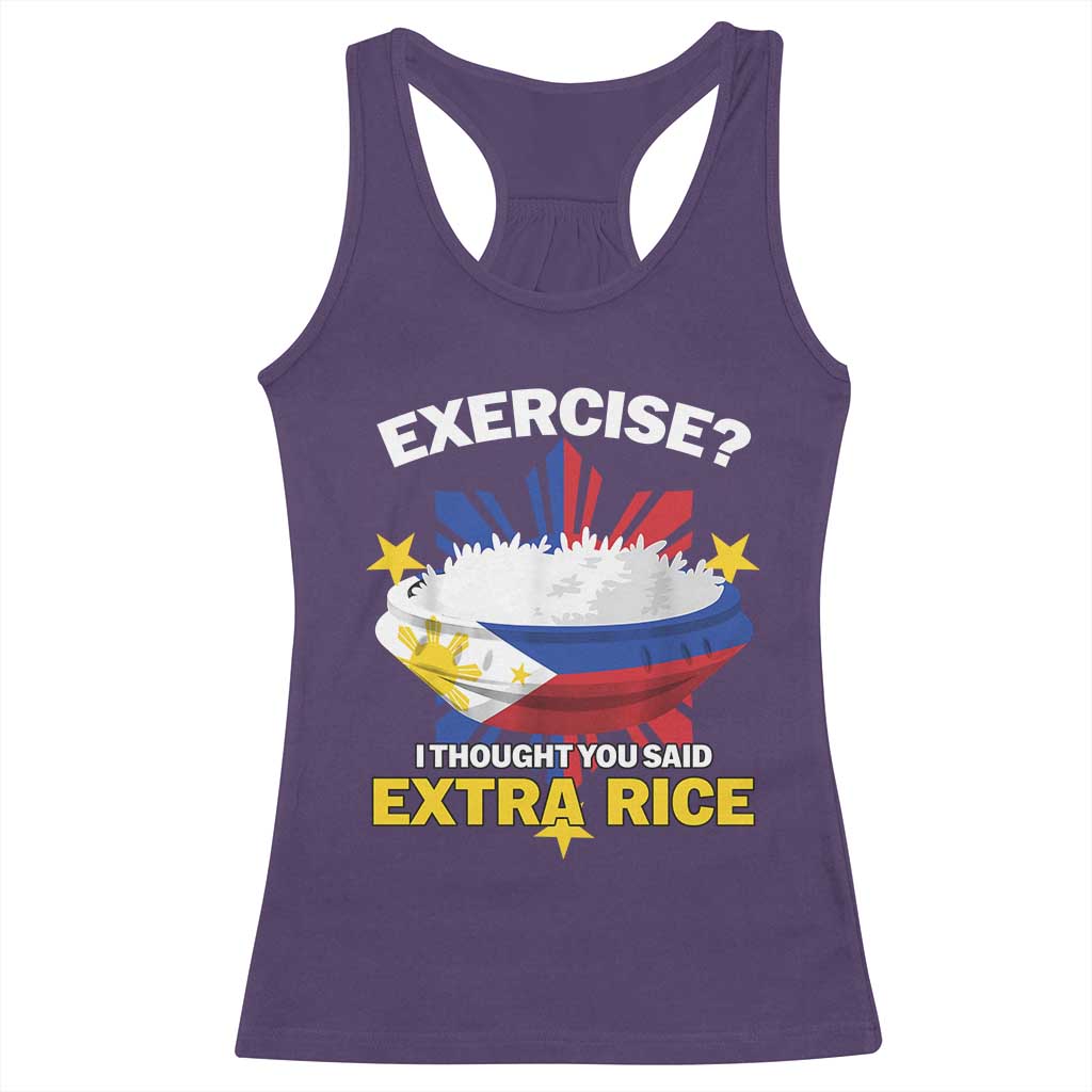 Funny Philippines Racerback Tank Top Exercise I Thought You Said Extra Rice TS11 Purple Print Your Wear