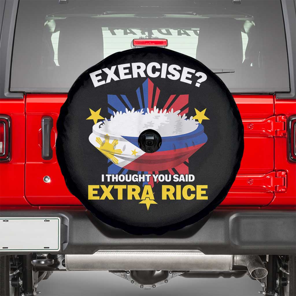 Funny Philippines Spare Tire Cover Exercise I Thought You Said Extra Rice TS11 Black Print Your Wear
