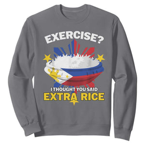 Funny Philippines Sweatshirt Exercise I Thought You Said Extra Rice TS11 Charcoal Print Your Wear