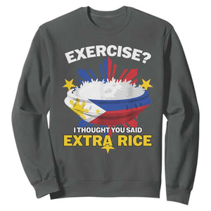 Funny Philippines Sweatshirt Exercise I Thought You Said Extra Rice TS11 Dark Heather Print Your Wear