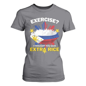 Funny Philippines T Shirt For Women Exercise I Thought You Said Extra Rice TS11 Charcoal Print Your Wear