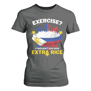 Funny Philippines T Shirt For Women Exercise I Thought You Said Extra Rice TS11 Dark Heather Print Your Wear