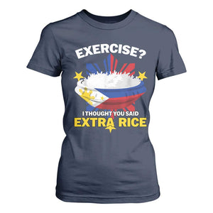 Funny Philippines T Shirt For Women Exercise I Thought You Said Extra Rice TS11 Navy Print Your Wear