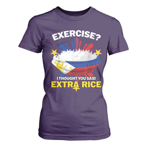 Funny Philippines T Shirt For Women Exercise I Thought You Said Extra Rice TS11 Purple Print Your Wear