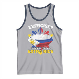 Funny Philippines Tank Top Exercise I Thought You Said Extra Rice TS11 Athletic Heather Navy Print Your Wear
