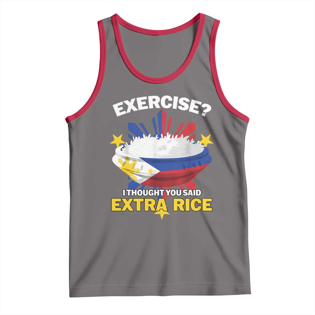 Funny Philippines Tank Top Exercise I Thought You Said Extra Rice TS11 Deep Heather Red Print Your Wear