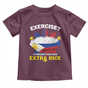 Funny Philippines Toddler T Shirt Exercise I Thought You Said Extra Rice TS11 Maroon Print Your Wear