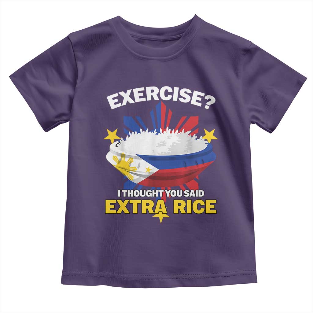 Funny Philippines Toddler T Shirt Exercise I Thought You Said Extra Rice TS11 Purple Print Your Wear