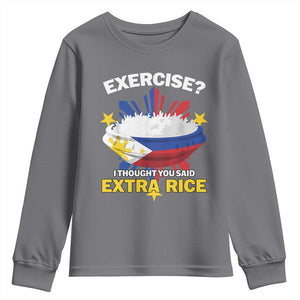 Funny Philippines Youth Sweatshirt Exercise I Thought You Said Extra Rice TS11 Charcoal Print Your Wear