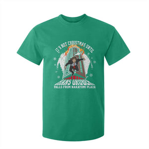 Funny Nakatomi Plaza T Shirt For Kid It's Not Christmas Until Hans Gruber Falls From Nakatomi Plaza Explode TS11 Irish Green Print Your Wear
