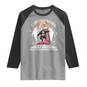 Funny Nakatomi Plaza Raglan Shirt It's Not Christmas Until Hans Gruber Falls From Nakatomi Plaza Explode TS11 Sport Gray Black Print Your Wear