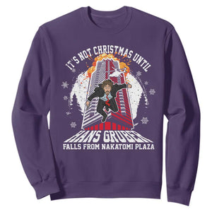 Funny Nakatomi Plaza Sweatshirt It's Not Christmas Until Hans Gruber Falls From Nakatomi Plaza Explode TS11 Purple Print Your Wear