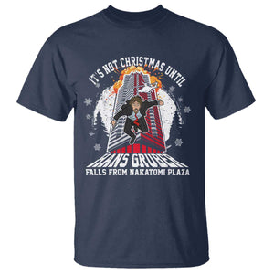 Funny Nakatomi Plaza T Shirt It's Not Christmas Until Hans Gruber Falls From Nakatomi Plaza Explode TS11 Navy Print Your Wear