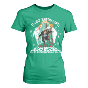 Funny Nakatomi Plaza T Shirt For Women It's Not Christmas Until Hans Gruber Falls From Nakatomi Plaza Explode TS11 Irish Green Print Your Wear