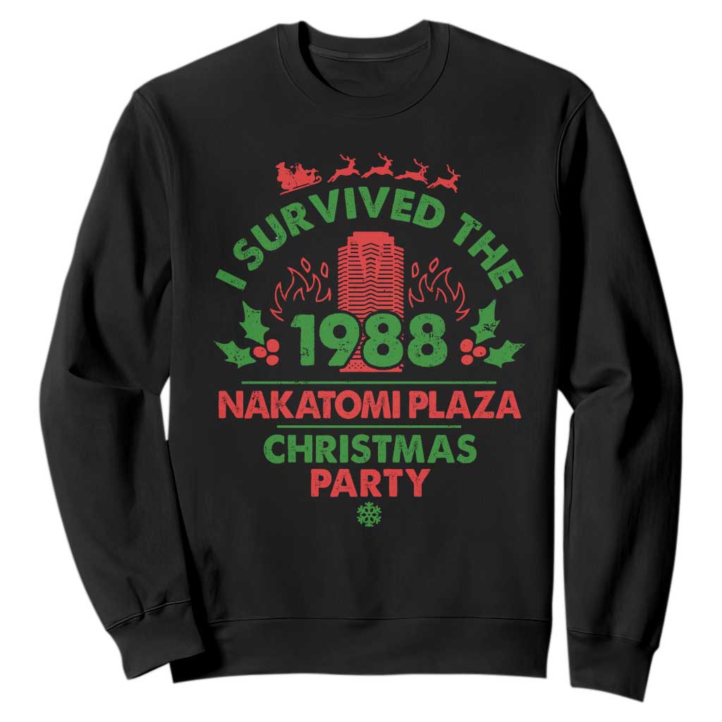 I Survived The 1988 Nakatomi Plaza Christmas Party Sweatshirt Vintage Mistletoe TS11 Black Print Your Wear