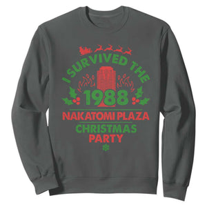 I Survived The 1988 Nakatomi Plaza Christmas Party Sweatshirt Vintage Mistletoe TS11 Dark Heather Print Your Wear