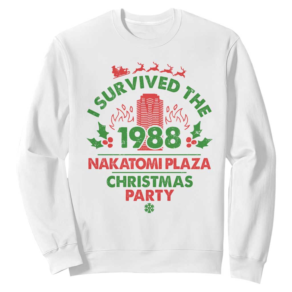I Survived The 1988 Nakatomi Plaza Christmas Party Sweatshirt Vintage Mistletoe TS11 White Print Your Wear