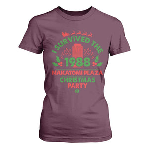 I Survived The 1988 Nakatomi Plaza Christmas Party T Shirt For Women Vintage Mistletoe TS11 Maroon Print Your Wear