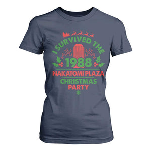 I Survived The 1988 Nakatomi Plaza Christmas Party T Shirt For Women Vintage Mistletoe TS11 Navy Print Your Wear