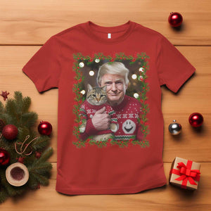 Funny Trump Cat Christmas Mistletoe T Shirt TS11 Red Print Your Wear