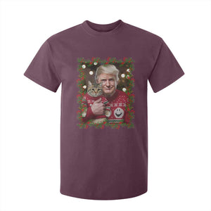 Funny Trump Cat Christmas Mistletoe T Shirt For Kid TS11 Maroon Print Your Wear