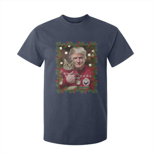 Funny Trump Cat Christmas Mistletoe T Shirt For Kid TS11 Navy Print Your Wear