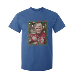 Funny Trump Cat Christmas Mistletoe T Shirt For Kid TS11 Royal Blue Print Your Wear