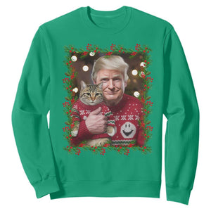 Funny Trump Cat Christmas Mistletoe Sweatshirt TS11 Irish Green Print Your Wear