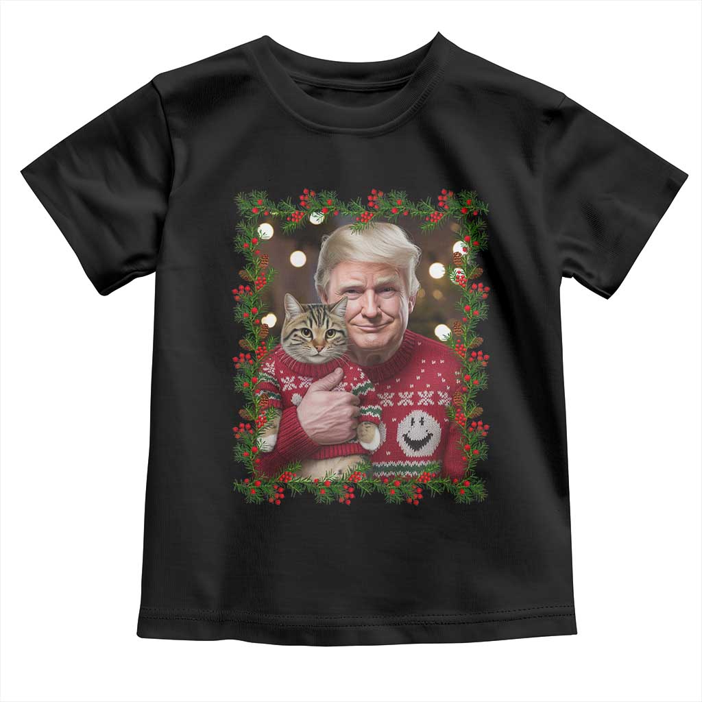 Funny Trump Cat Christmas Mistletoe Toddler T Shirt TS11 Black Print Your Wear