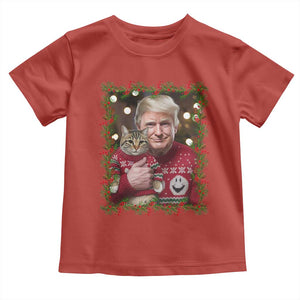 Funny Trump Cat Christmas Mistletoe Toddler T Shirt TS11 Red Print Your Wear