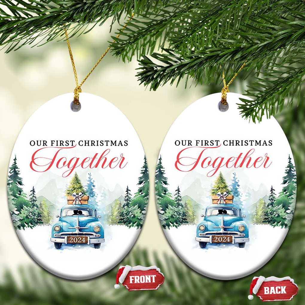 Our First Xmas Together 2024 Car Snow Christmas Ornament TS11 Oval Snow Print Your Wear