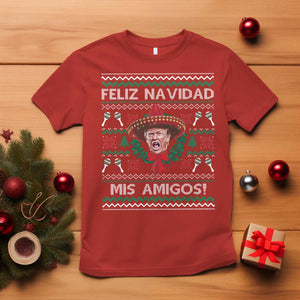 Funny Trump Mexico Christmas T Shirt Feliz Navidad Mis Amigos Sombrero Xmas TS11 Red Print Your Wear