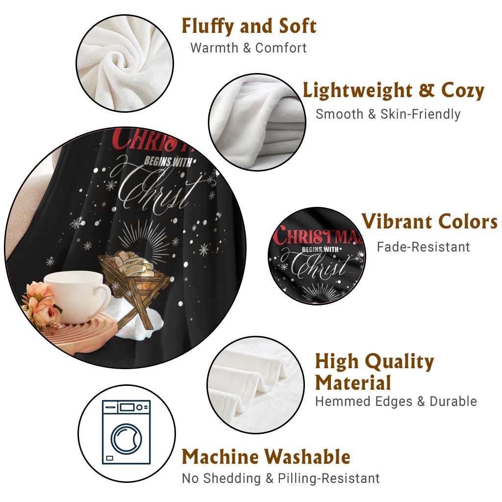 Christmas Begins With Christ Throw Blanket Christian Christmas Jesus God TS11 Print Your Wear