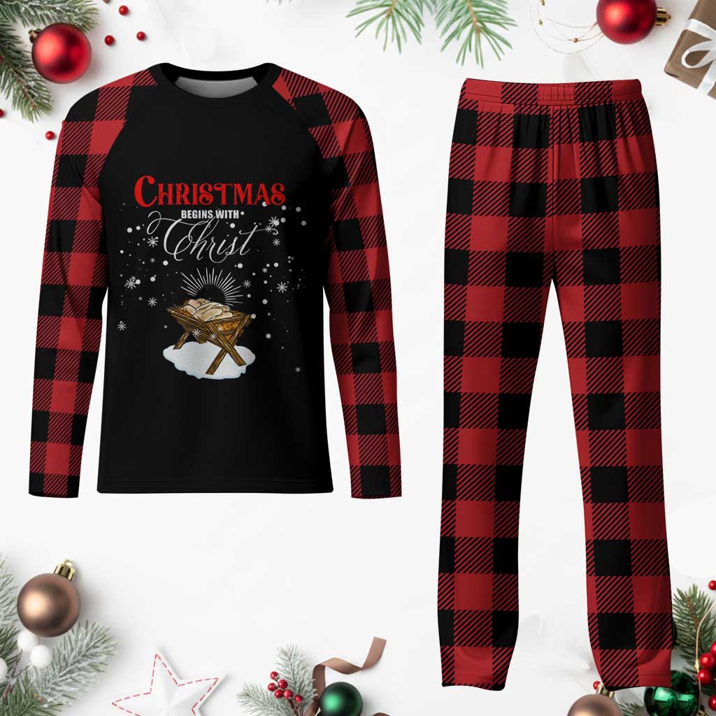 Christmas Begins With Christ Plaid Pajama Set Christian Christmas Jesus God TS11 Buffalo Plaid Print Your Wear