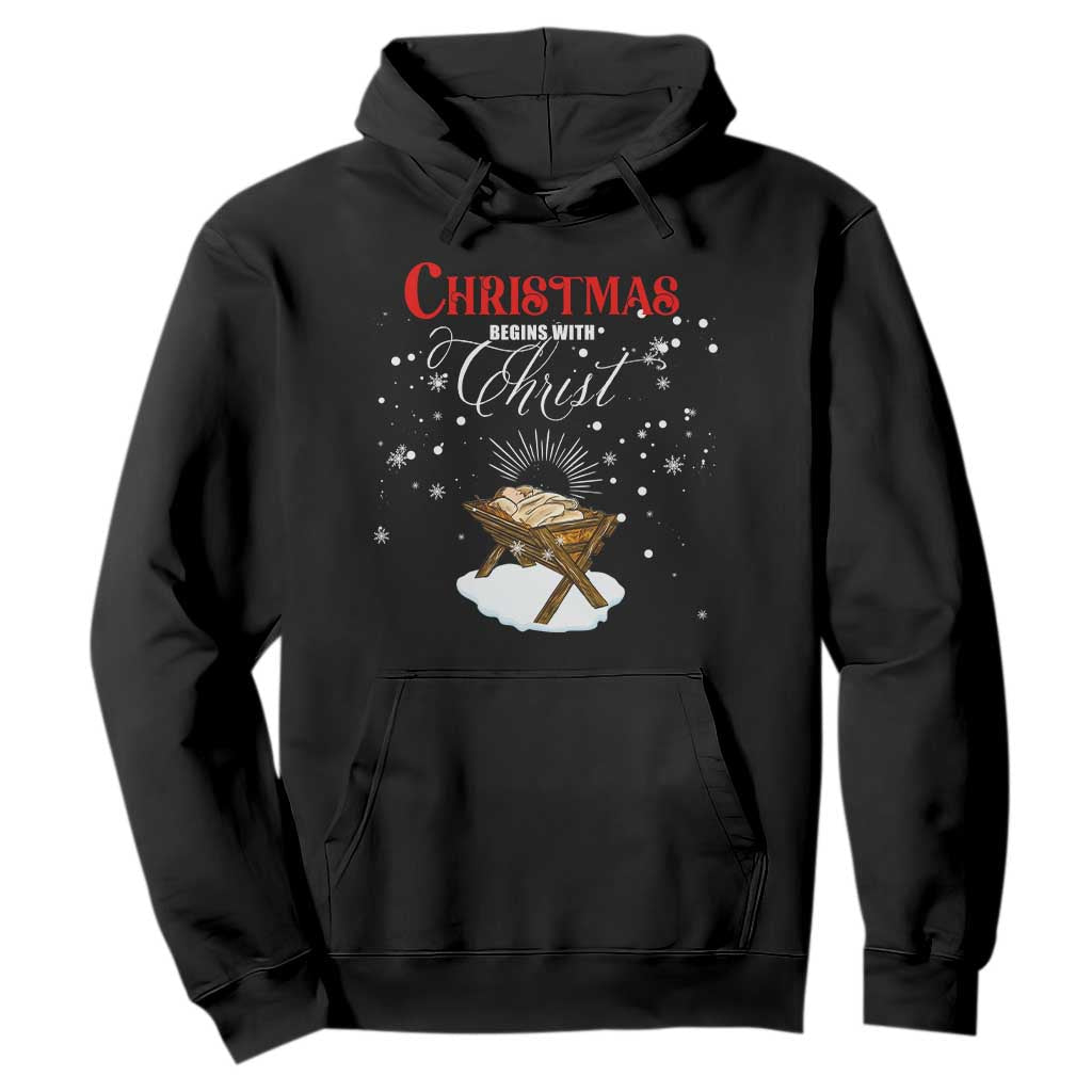 Christmas Begins With Christ Hoodie Christian Christmas Jesus God TS11 Black Print Your Wear