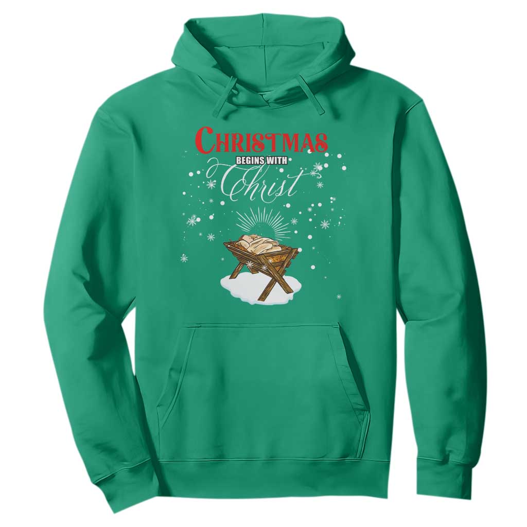 Christmas Begins With Christ Hoodie Christian Christmas Jesus God TS11 Irish Green Print Your Wear