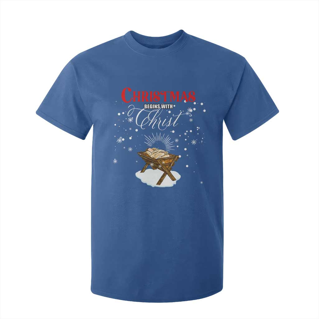 Christmas Begins With Christ T Shirt For Kid Christian Christmas Jesus God TS11 Royal Blue Print Your Wear
