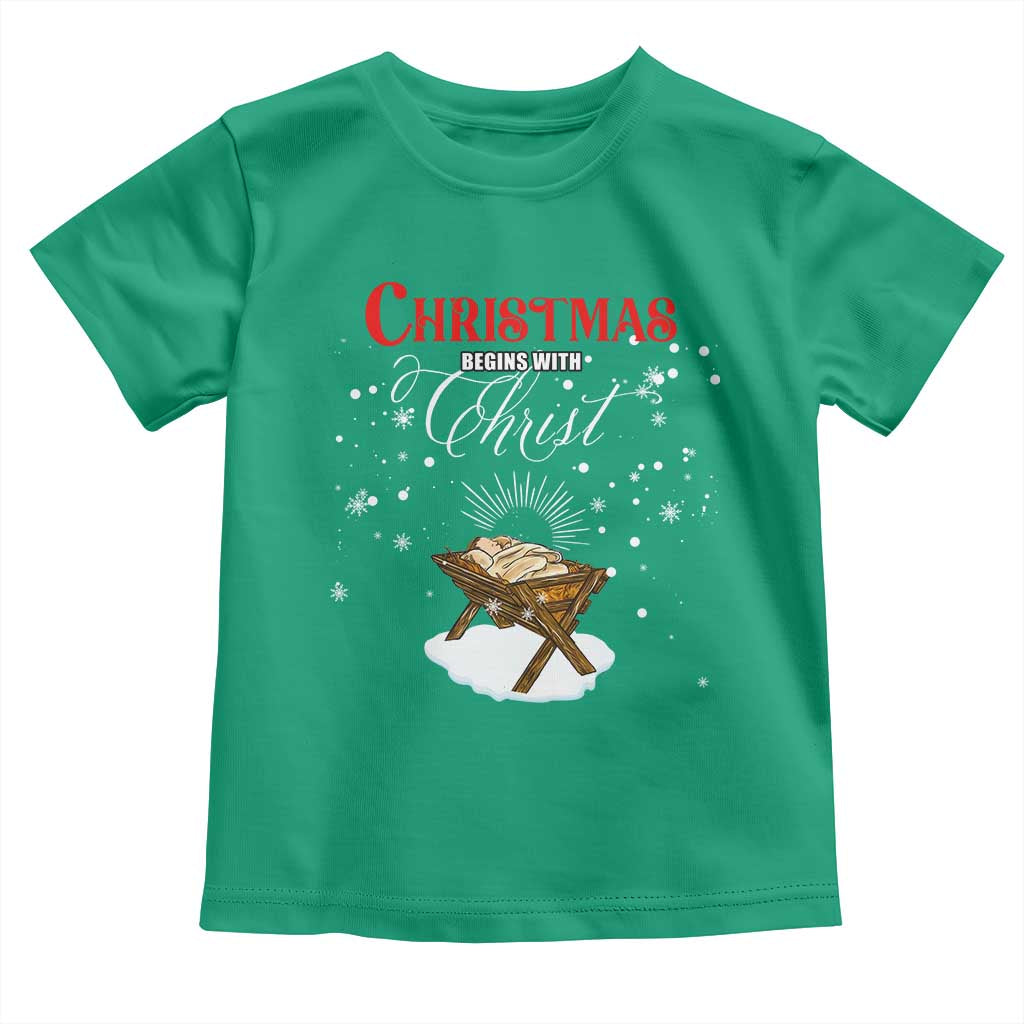Christmas Begins With Christ Toddler T Shirt Christian Christmas Jesus God TS11 Irish Green Print Your Wear