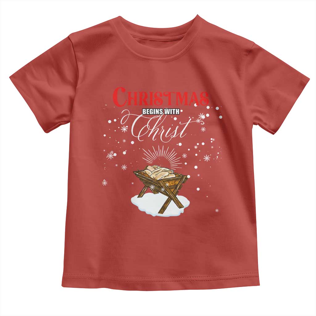 Christmas Begins With Christ Toddler T Shirt Christian Christmas Jesus God TS11 Red Print Your Wear