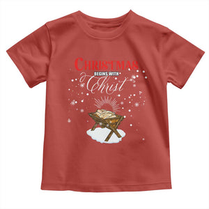 Christmas Begins With Christ Toddler T Shirt Christian Christmas Jesus God TS11 Red Print Your Wear