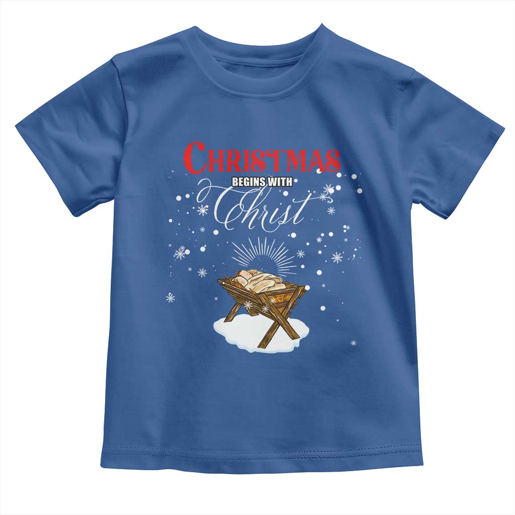 Christmas Begins With Christ Toddler T Shirt Christian Christmas Jesus God TS11 Royal Blue Print Your Wear
