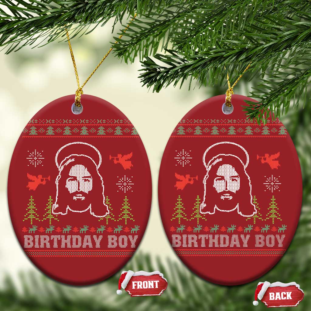 Funny Christian Xmas Christmas Ornament Birthday Boy Jesus God Xmas Tree Angels TS11 Oval Red Print Your Wear