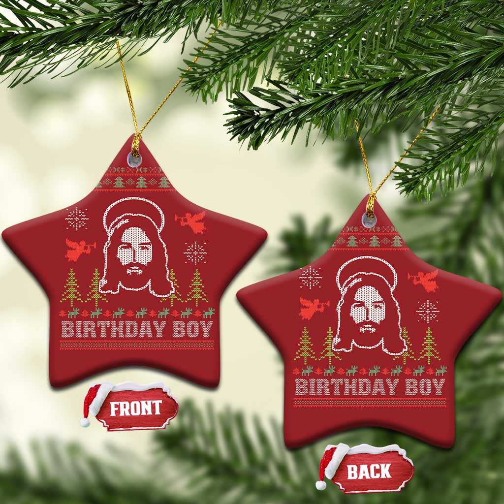 Funny Christian Xmas Christmas Ornament Birthday Boy Jesus God Xmas Tree Angels TS11 Star Red Print Your Wear
